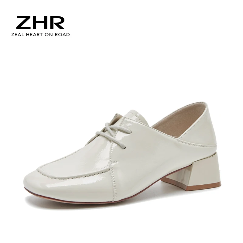 

2021 ZHR Genuine Leather Women brogues Oxford Shoes Female British Stlye Platform Casual Shoes Height increase Zapatos mujer