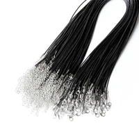 5pcs 1 52mm lobster clasp cord necklace diy jewelry accessories black leather wax rope chain wholesale free shipping