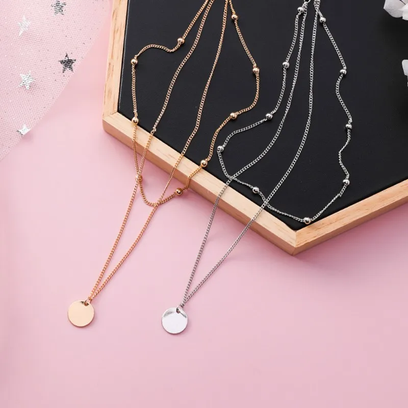 

New fashion women's necklace, double-layer round necklace female clavicle chain pendant short neck chain neck chain neck jewelry