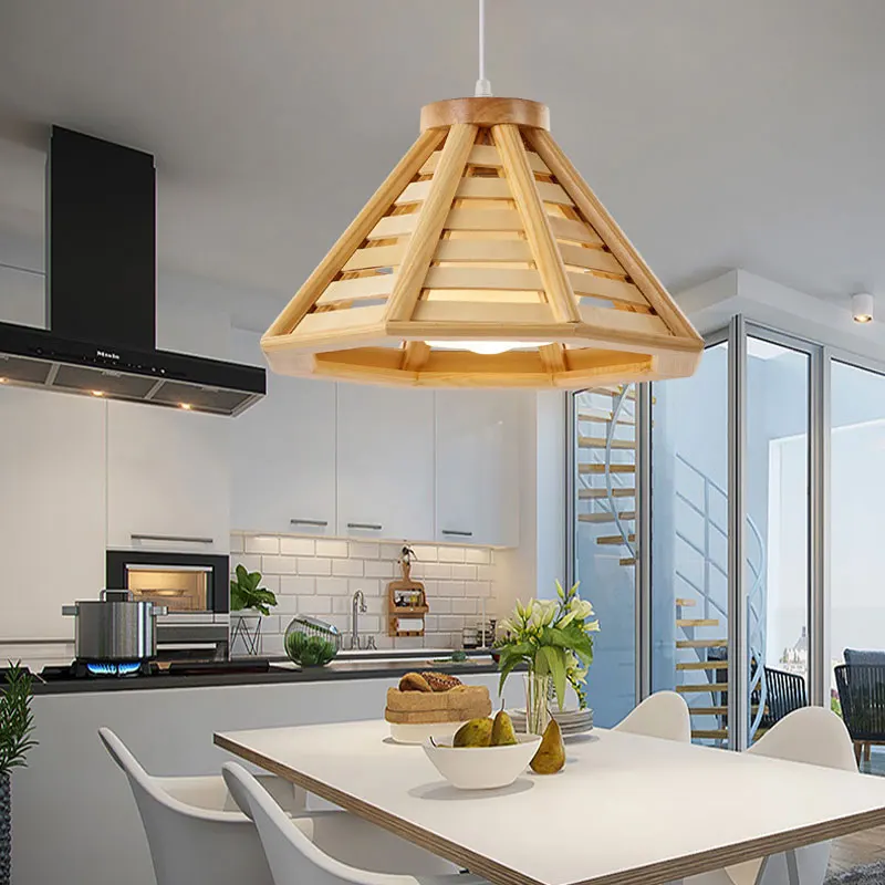 

Chinese chandelier wooden restaurant lamp simple modern Japanese elegant residence personalized creative table pendant light