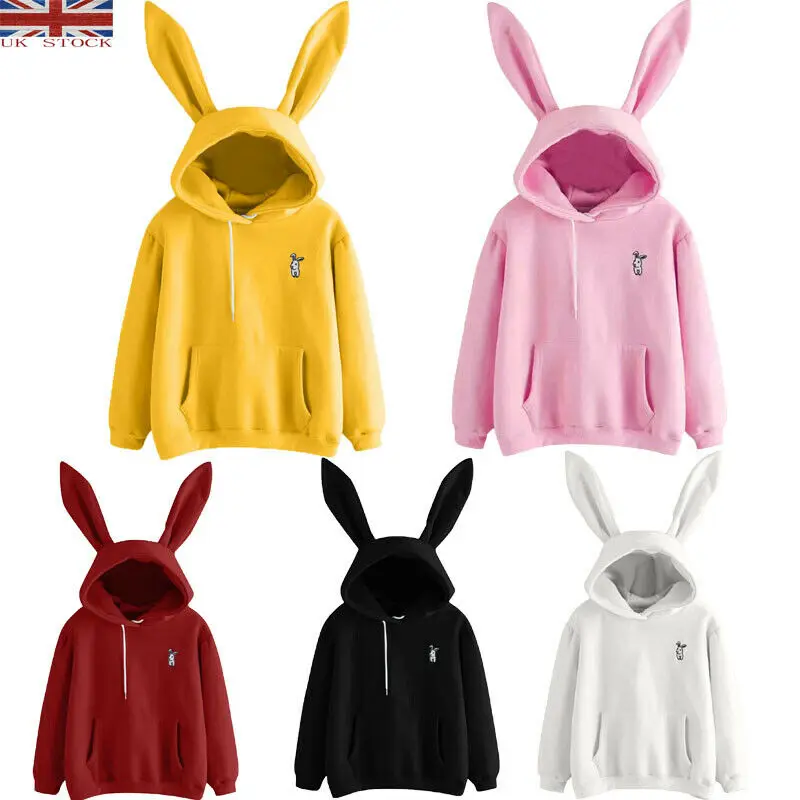 

2020 New Fashion Cute Women Ladies Smart Bunny Rabbit Ears Hoodie Hoody Sweatshirt Pullover Sweater Jumper