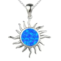 fysl silver plated sun 2 colors opalite opal pendant link chain necklace for gift charm jewelry