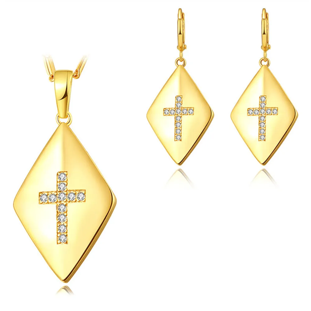 

Jewish Jewelry Sets For Women Gold/Silver Color Hebrew Bible Cross Of Judaism Pendant Necklace and Earrings Set