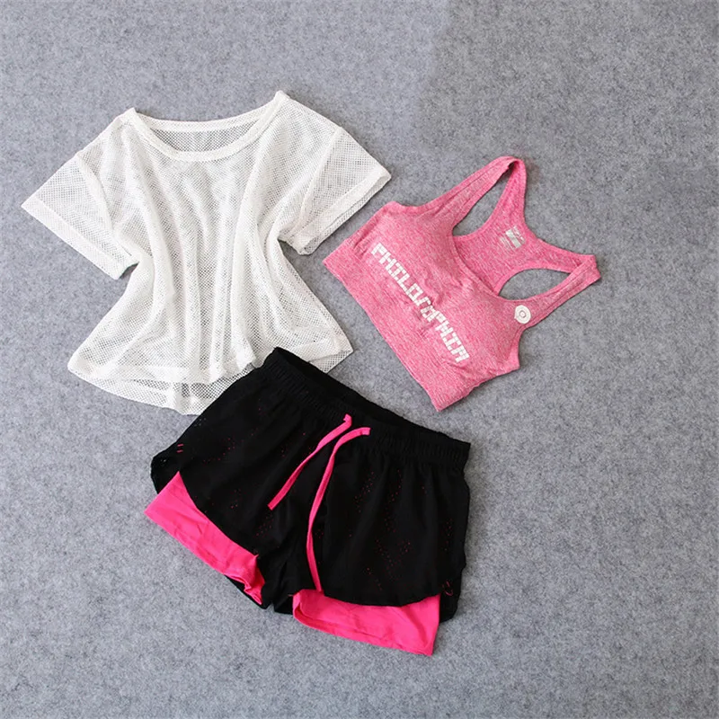 

3 Pcs Set Women's Yoga Suit Fitness Clothing Sportswear For Female Workout Sports Clothes Athletic Running Yoga Suit Sets