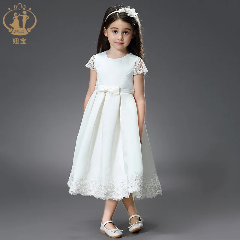 

Nimble princess Ceremonies lace formal Dress Baby Children's Clothing print baby wedding off-the-shoulder lace dress for party
