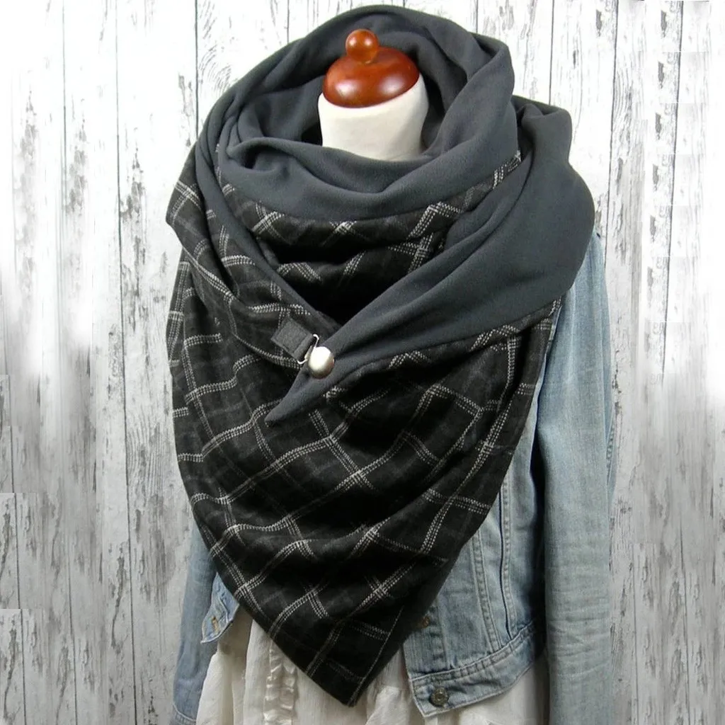 Модные Женские однотонные мягкие шарфы в горошек на пуговицах повседневные