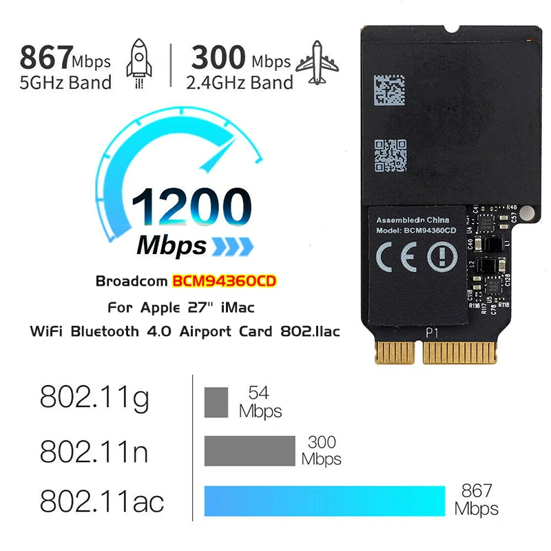 Wi Fi карта Broadcom BCM94360CD 802.11ac mini PCI E A1418 A1419 для аэропорта Bluetooth 4 0|wifi card|802.11ac pci-ebroadcom