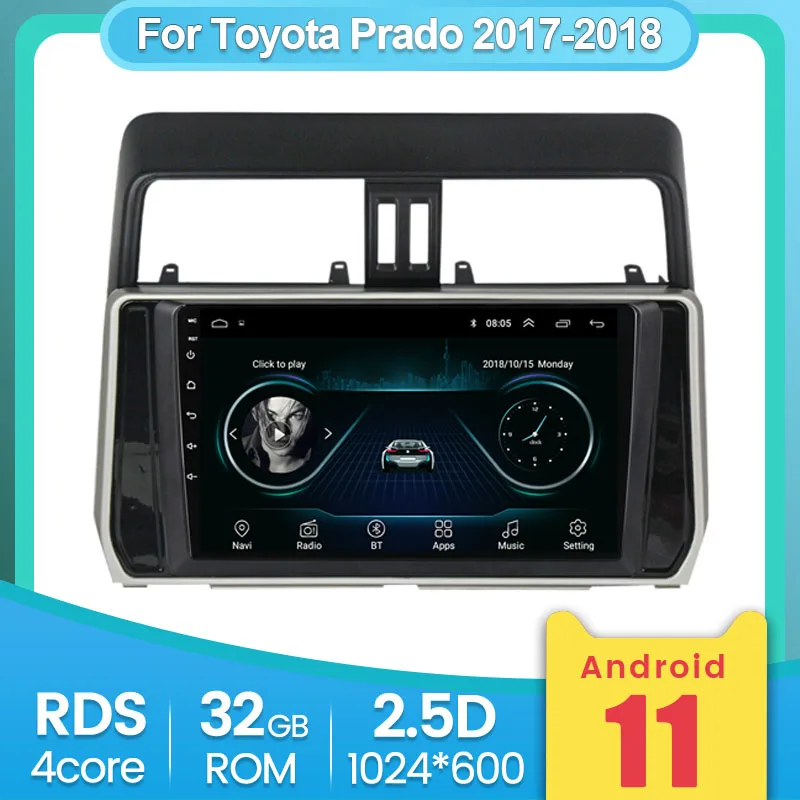 Автомагнитола для Toyota Land Cruiser Prado 150 2017-2018 мультимедийный видеоплеер с навигацией