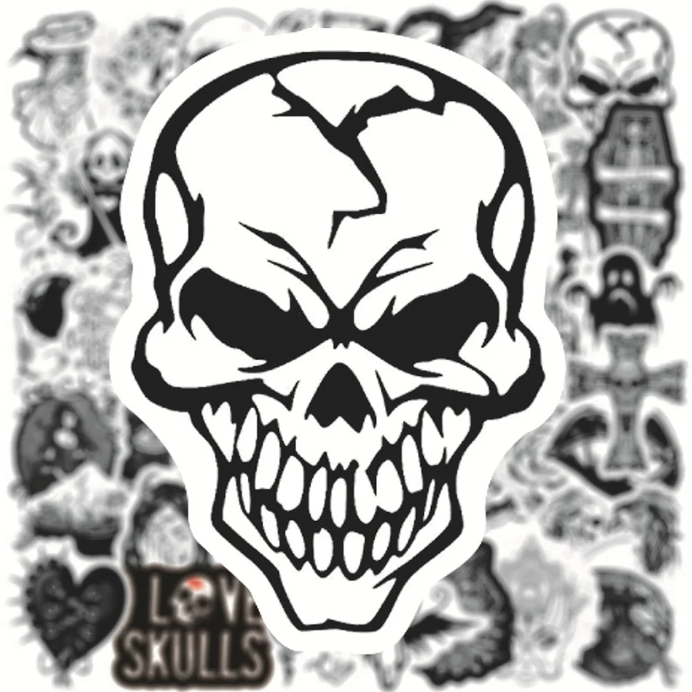 103050100pcs cool black and white gothic graffiti stickers decals skateboard laptop phone fridge bike car waterproof sticker free global shipping