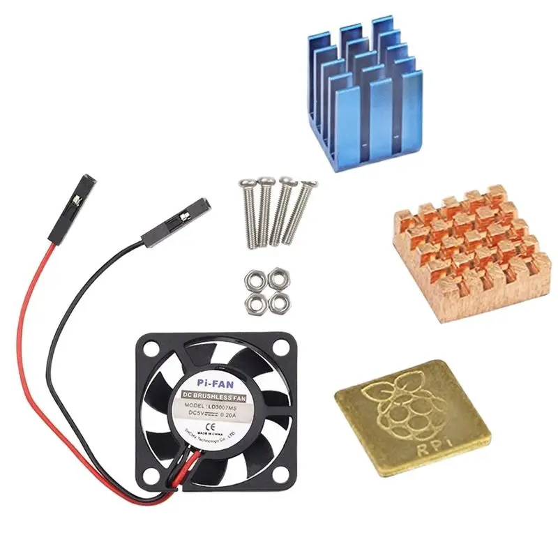 

30x30x7 мм Бесщеточный Охлаждающий вентилятор для процессора с радиатором, алюминиевый медный охлаждающий плавник для Raspberry Pi 3/3, Модель B