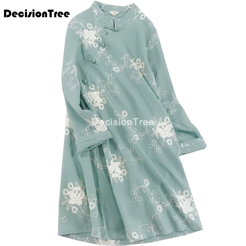 Женское винтажное платье из хлопка и льна элегантное китайское традиционное