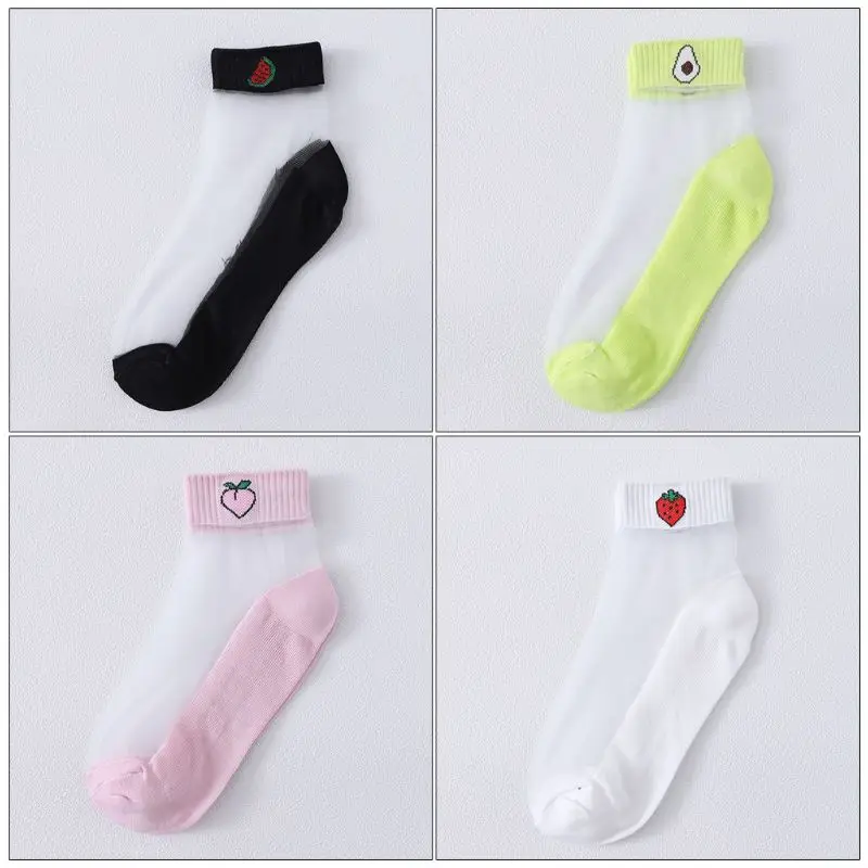 Японские Женские прозрачные носки по щиколотку из стекловолокна милые