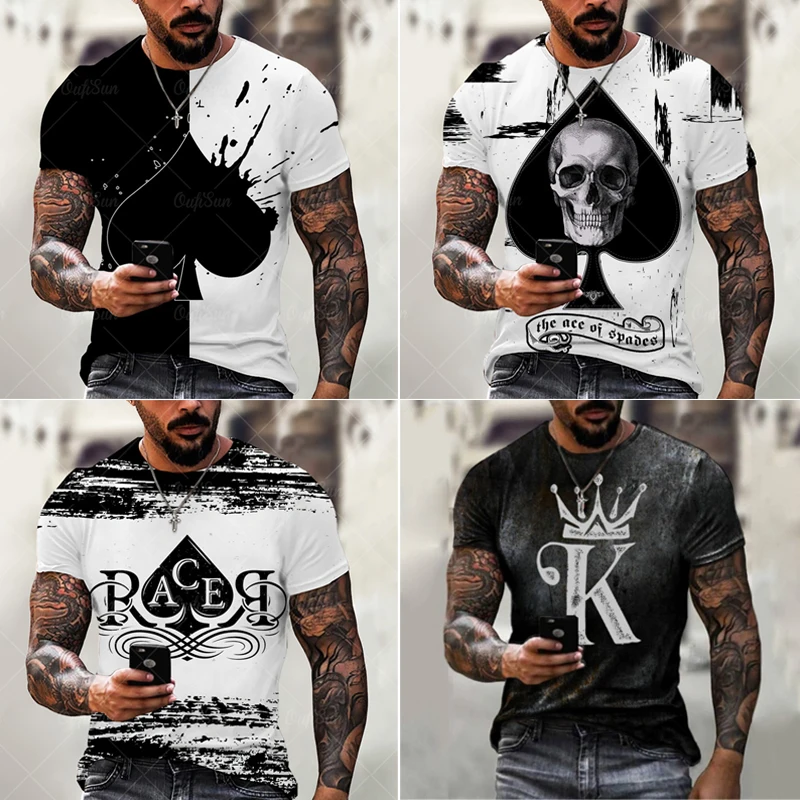 

Men's Clothing Summer Round Neck Poker 3D Print Short Sleeves Men's Clothes T Shirt Fashion Streetwear Oversized Tees Blouses
