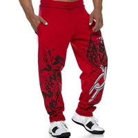 mens printing hip hop fitness sports casual pants gym jogging trousers training stretch straight leg street fashion sweatpants