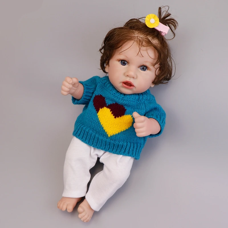 

Мини кукла Reborns 12 дюймов, кукла-девочка на все тело, виниловая Реалистичная искусственная мягкая игрушка с кудрявыми волосами, новинка, попу...