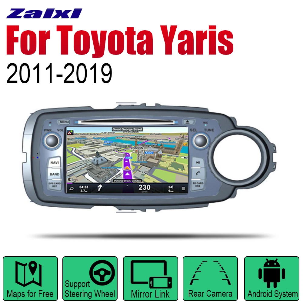 Для Toyota Yaris 2011 2012 2013 2014 2015 2016 2017 2018 2019 Android Авто Радио DVD Автомобильный