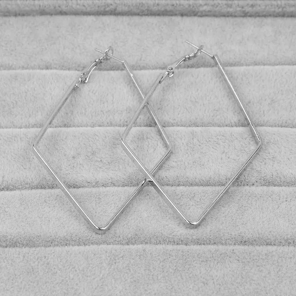 Silver Rhombus BLIJERY/модные серьги-кольца в геометрическом стиле для женщин и девочек, ювелирные изделия в стиле панк, золотые, серебряные цвета, сережки-гвоздики, Femme - Окраска металла: Silver Rhombus