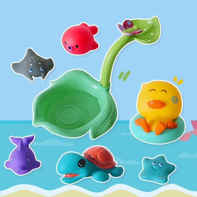 

Новые детские Игрушки для ванны, детские игрушки для ванной комнаты с водяным распылителем, маленькие Разминающие музыкальные вращающиеся ...