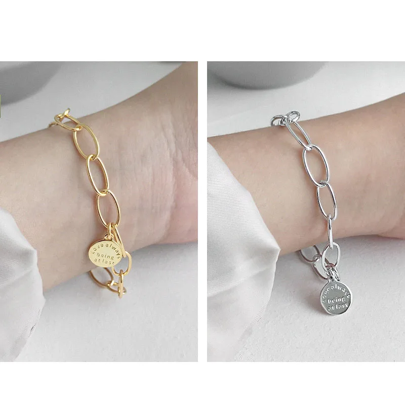 Женский Круглый браслет из серебра 925 пробы с буквами английского алфавита |