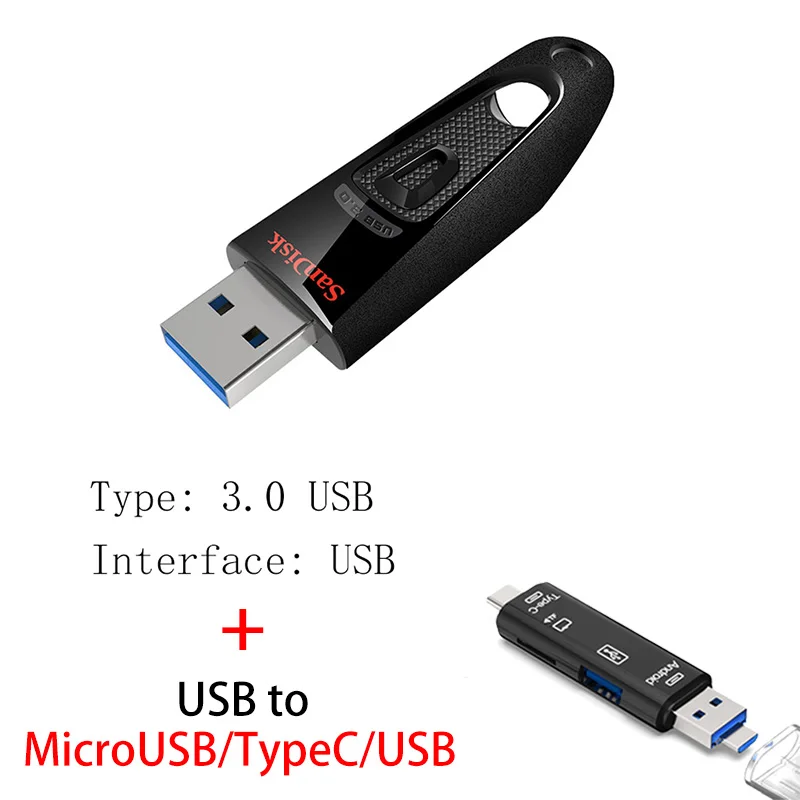 CZ48 Y211 Sandisk USB 3,0 флеш-накопитель 128 Гб 64 ГБ 32 ГБ 256 ГБ USB флеш-накопитель 32 64 128 16 ГБ флеш-накопитель USB флеш-накопитель диск на ключ памяти - Цвет: CZ48 Y211