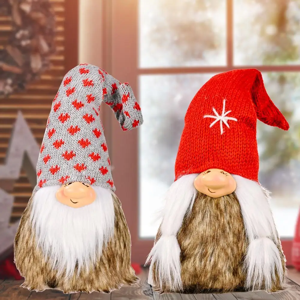 

Рождественская плюшевая кукла без лица, украшение в виде Санта-Клауса, рогов, реквизит, вязаная шапка, рождественский подарок для детей, под...