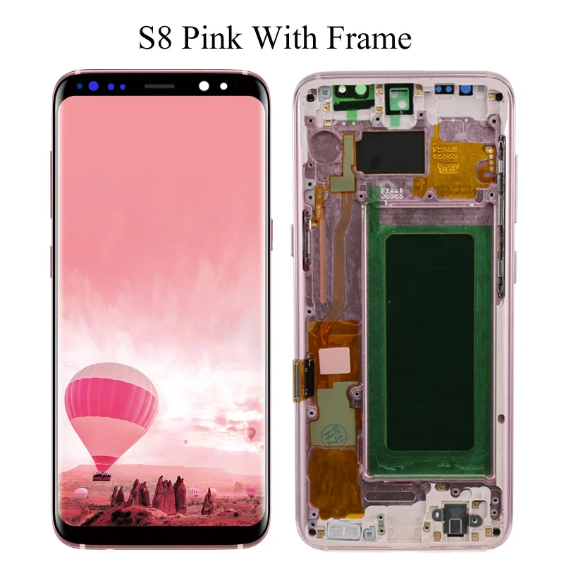 S8 Pink Frame Экран 5,8 ''S8 для SAMSUNG Galaxy S8, сменный сенсорный ЖК-экран G950F G950 с рамкой - Цвет: S8 Pink Frame