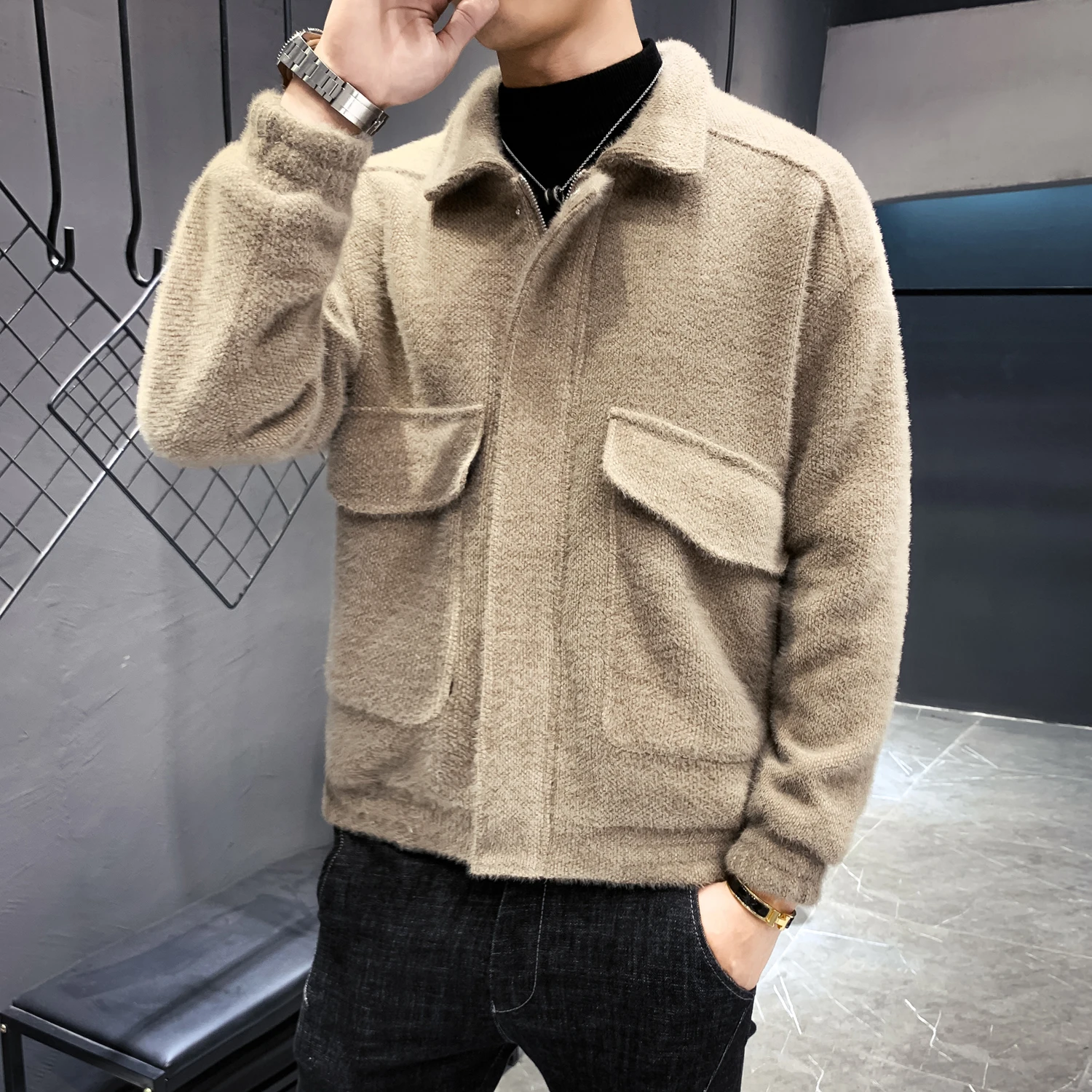 Новинка Зима 2019 модная одежда в меховом стиле короткое повседневное шерстяное