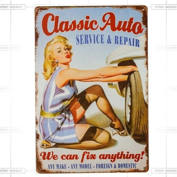 

decorative plaque art collection Metal Tin Signs Classic Auto GARAGE Full Service Repair Coffee Bar Decoration Home Decor