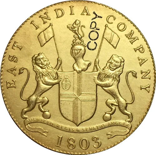 

Золотое покрытие, медь 1803, Индия, британские монеты, копия 30,7 мм