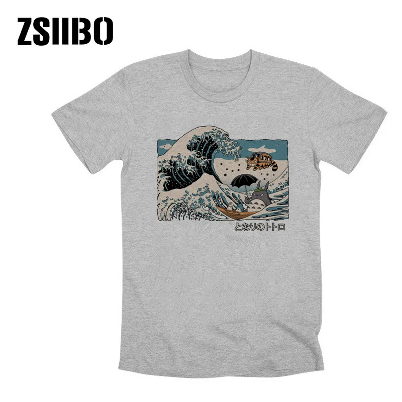 gray2 ZSIIBO/футболка в японском стиле Харадзюку для мужчин; коллекция года; летняя футболка в стиле хип-хоп; уличная футболка с изображением суши-лодки; Повседневный волнистый топ; HY1MC55 - Цвет: gray2