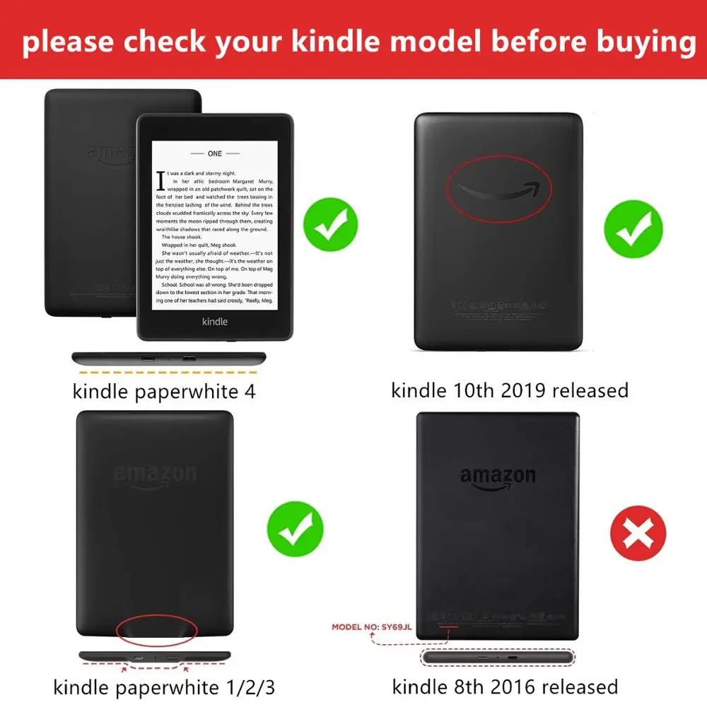 Чехол для Kindle 10th с ремешком на руку умный чехол Paperwhite жесткий 4/3/2 | Компьютеры и