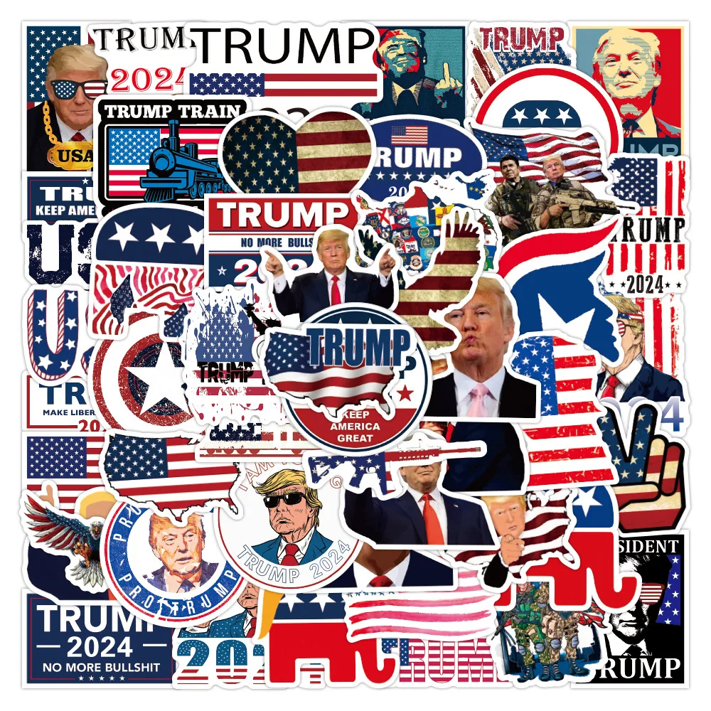 

Pack of 50Pcs Wholesale USA president Graffiti Trump Sticker Waterproof No-duplicate Notebook Skateboard Decal Dropshipping