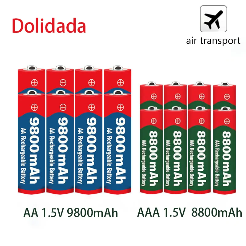 

1.5V AA 9800 mAh + 1.5V AAA 8800 mAh alkaline 1.5V rechargeable battery for clock toy camera