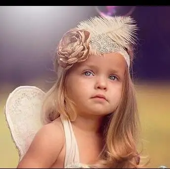 Винтажный ободок с пером и кружевом для девочек мягкая белая повязка на голову