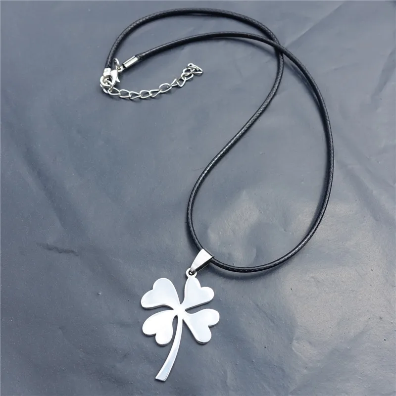 

12 Pieces Pack Lucky Four Leaf Clover Necklace Stainless Steel Plant Pendant Four-leaf Clovers Jewelry For Men Boys Wholesale