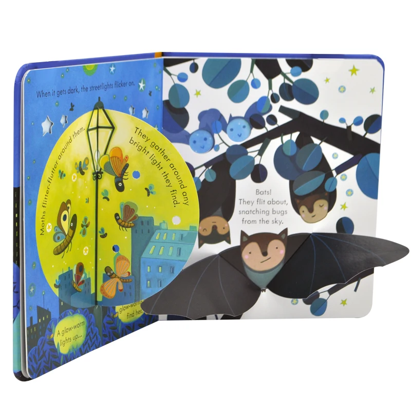 Обучающие 3d книги Peep Inside Night Time на английском языке с откидной крышкой для детей