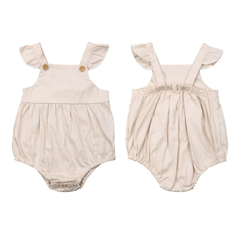 

New Baby Newborn Jumpsuits Toddler Girls Flare Sleeve Infant Casual Solid Bodysuit Outfits Summer Baby Clothes