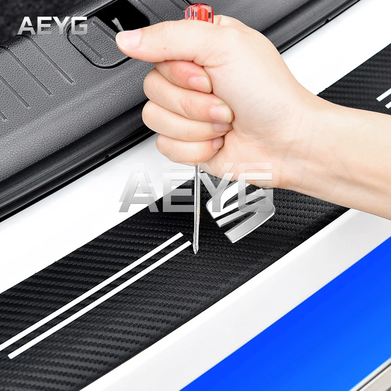 Защитные наклейки для заднего бампера автомобиля из углеродного волокна SEAT Leon