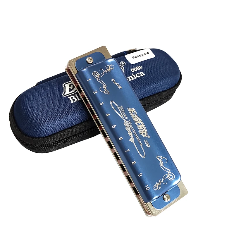 Chave de c a b T008k com Cor de Preto e Azul Easttop Gaita Diatonic Blues Harpa Paddy Tom Boca Órgão Instrumentos Musicais