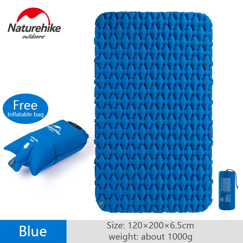 Blue Naturehike напольный двойной коврик с пневмоподушка Кемпинг Пешие прогулки спальный коврик влагостойкая Подушка воздушный матрас - Цвет: Blue