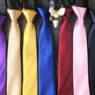 Галстук ST01 предварительно завязанный для мальчиков и девочек, Детский галстук с молнией, красный, черный, синий однотонный тонкий узкий вечерний галстук для жениха, Свадебный галстук
