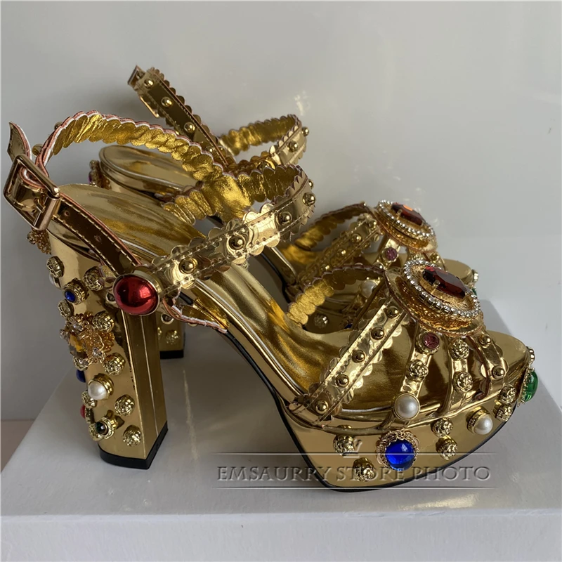 Золотистые босоножки из натуральной кожи с ремешком на щиколотке Женские