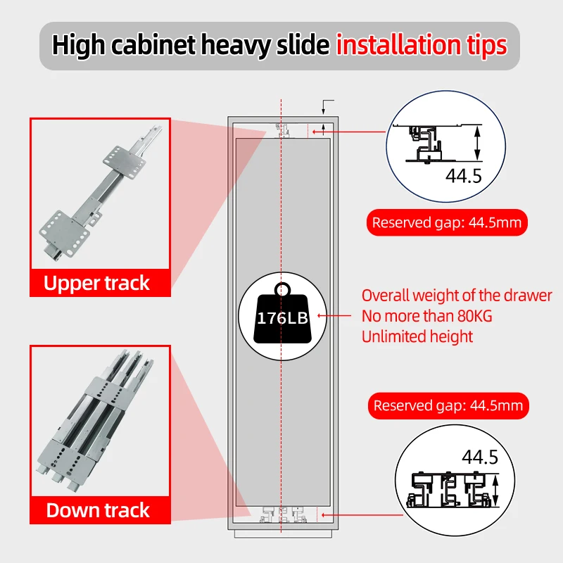 

WASHINGST Heavy-duty damping buffer bottom-mounted drawer slide