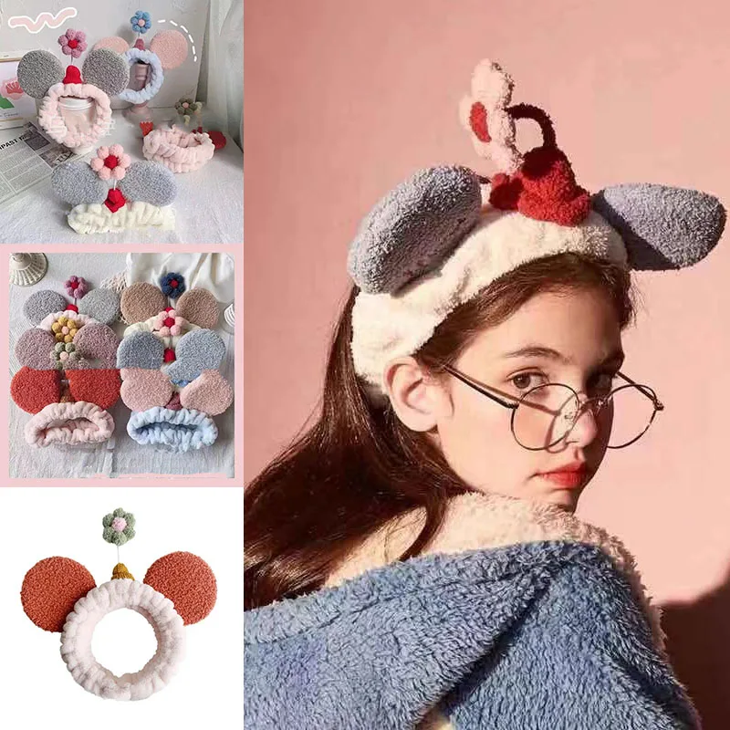 

Lovely Large Ear Flower Plush Women Hairband Headband Velvet High Elastic Girls Hair Band Headwear Fashion Hair Accessory