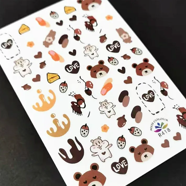 

Newest R418 Cute Bear 3D Self Adhesive Decal Slider DIY Decoration Tools Nail Art Stickers