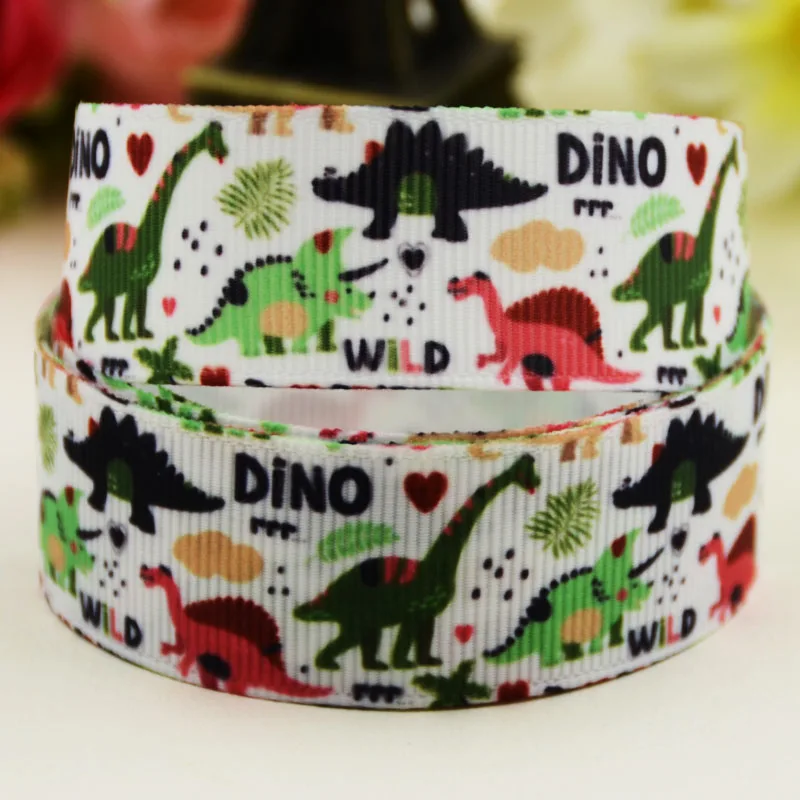 7/8'' 22mm 1" 25mm 1-1/2" 38mm 3" 75mm Dinosaur Cartoon Character printed Grosgrain Ribbon party decoration 10 Yards Mul105 -