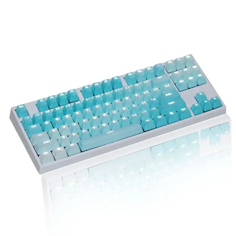 

1 Set Replaceable PBT Keycaps 87 104 108 Transparent Lettering Keys Double Shot R9CB