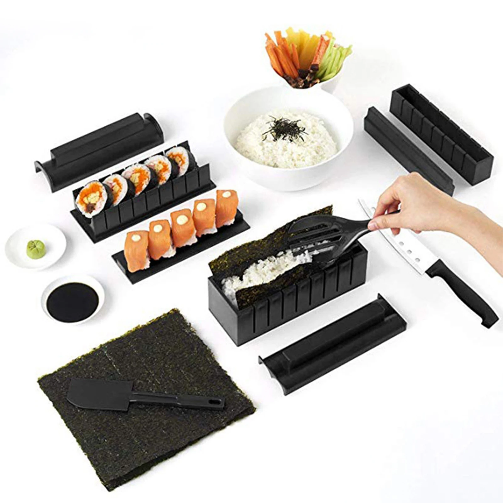

11 Pieces Sushi Making Kit DIY Sushi Set including 4 Sushi Roll Mold Shapes for Home Restaurant