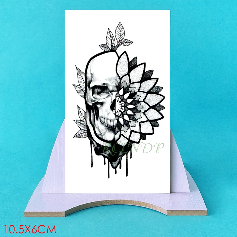 Водостойкая Временная тату-наклейка с черепом подсолнухом тату-наклейки