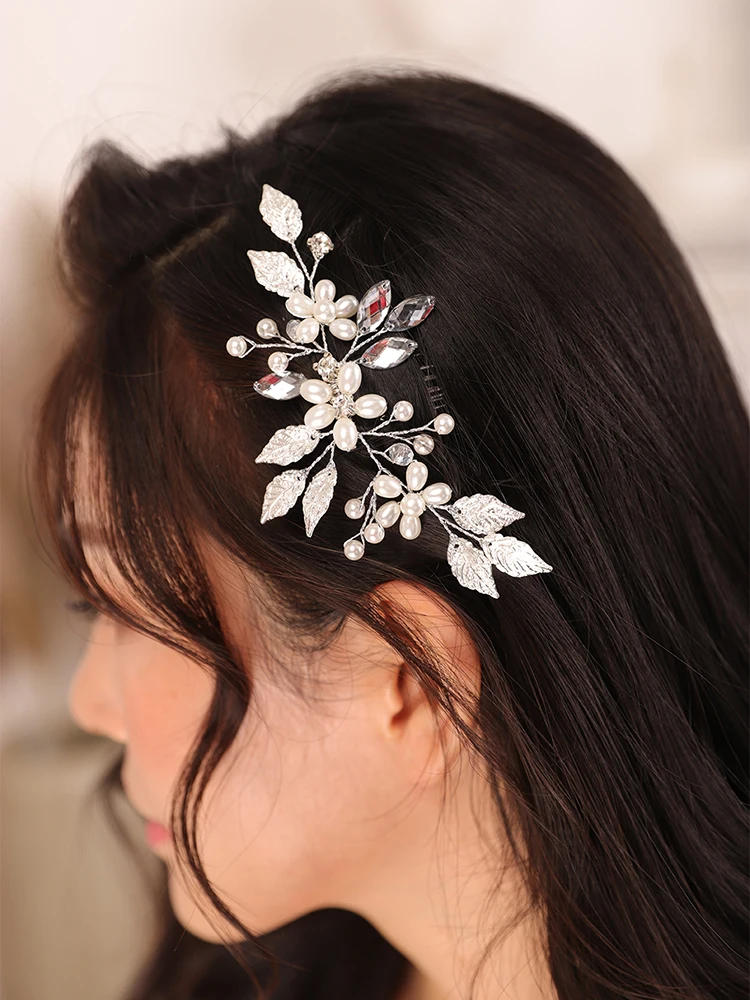 Винтажная Серебряная Свадебная заколка для волос в виде листа | Свадьбы и